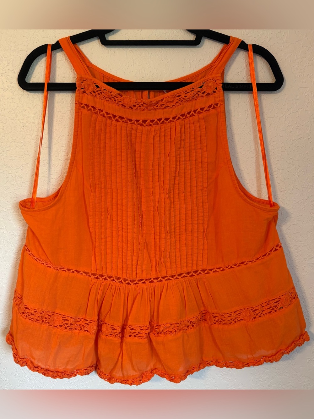 Free People Bright Orange Crochet-Trim Camisole